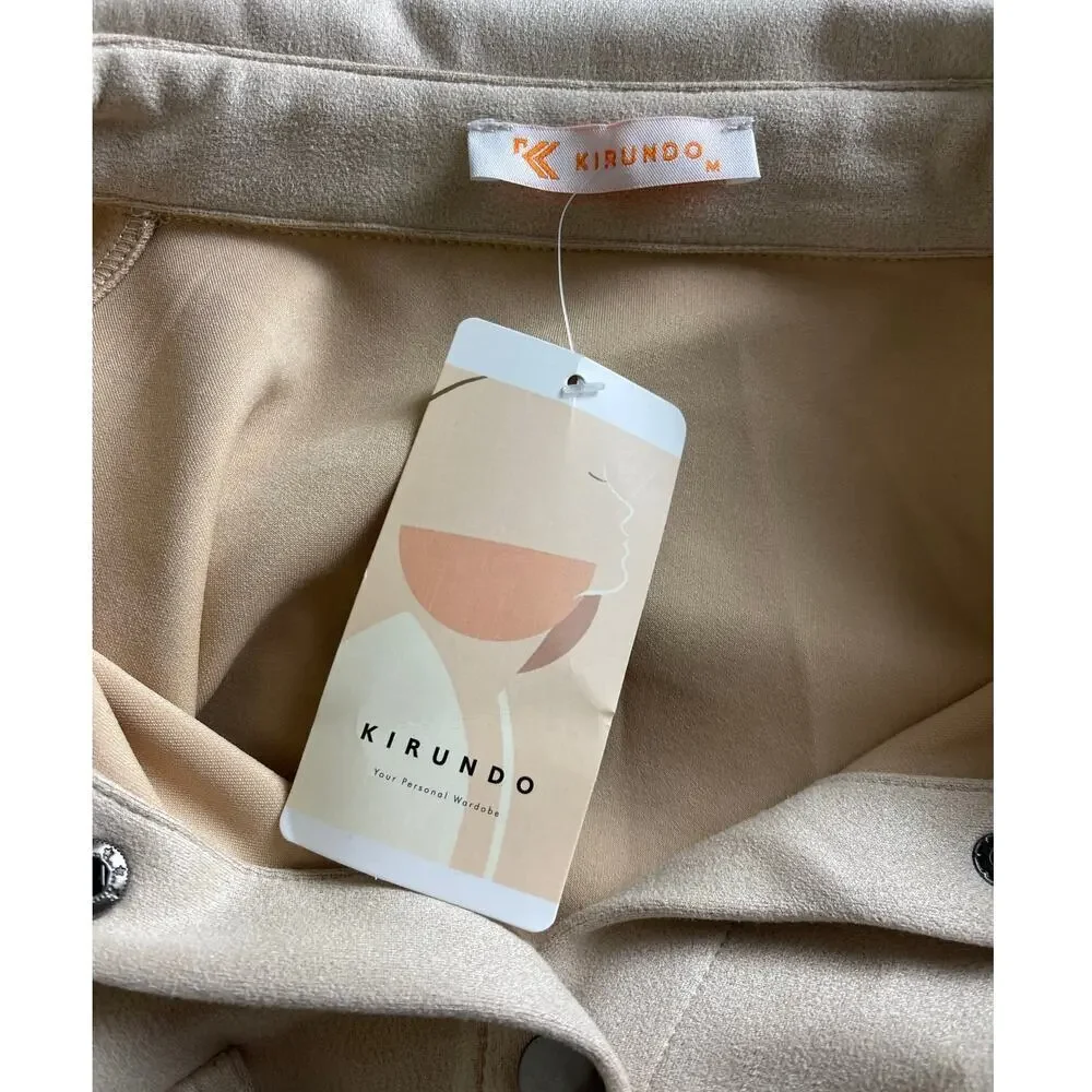 KIRUNDO Women's Suede Tracksuit - Tan, Size M - New!
